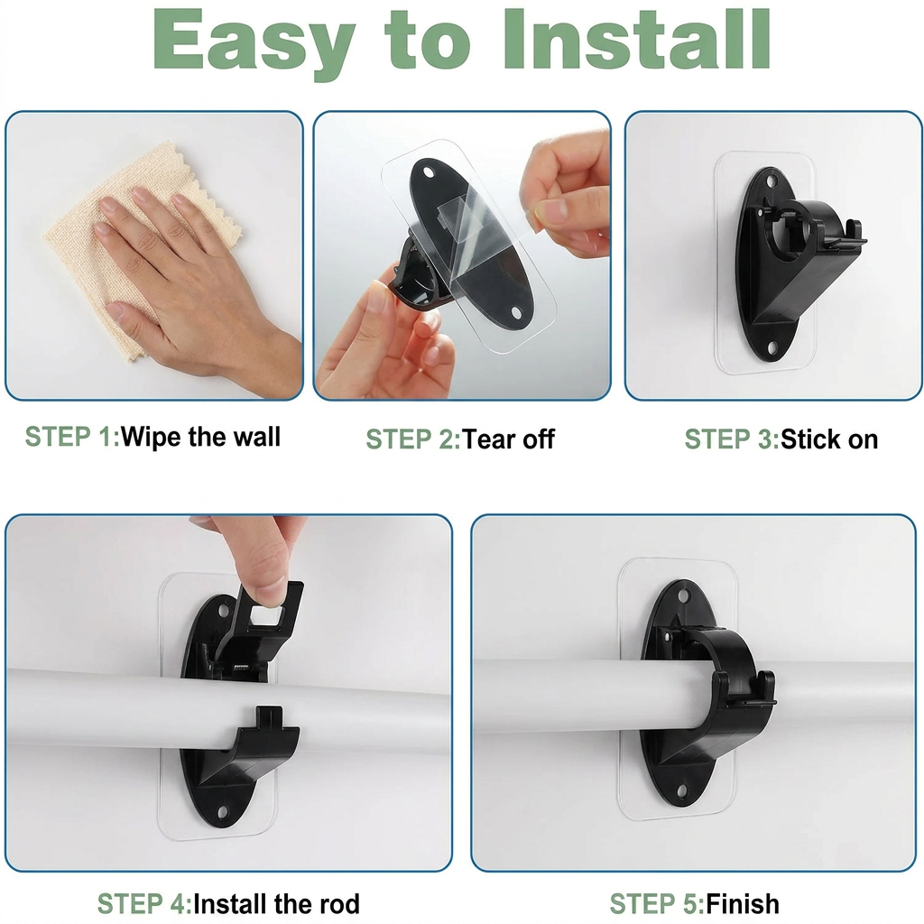 π π¨ New Self Adhesive Rod Brackets, No Drill Needed Curtain Rod Holders