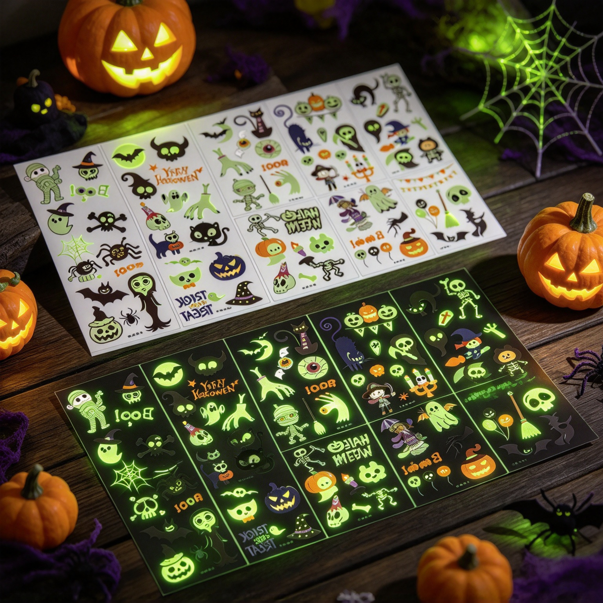 🎃Glow-in-the-dark Halloween temporary tattoo party set