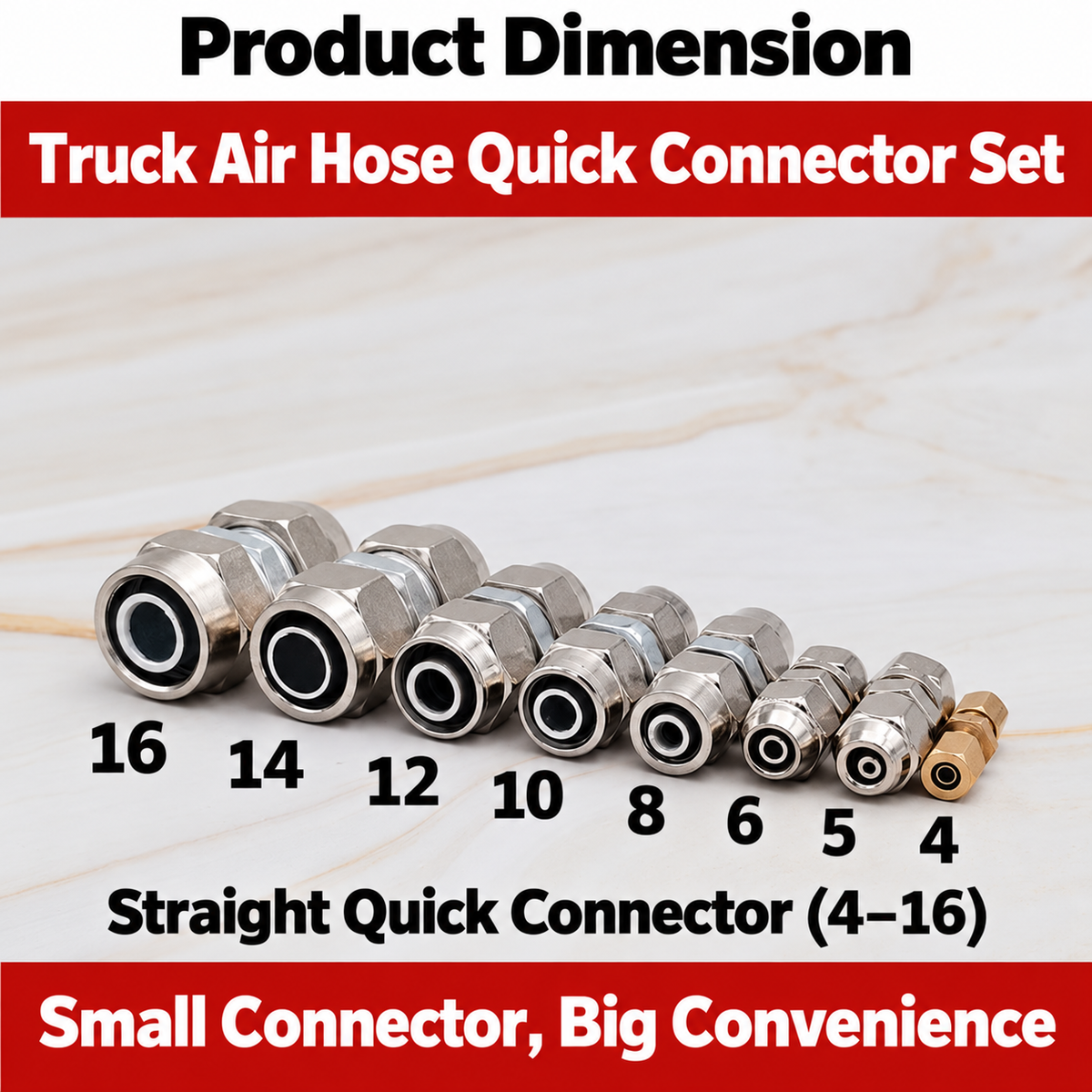 🚛Heavy-duty truck pneumatic piping leak-proof 4-16mm fitting kit (8 pieces) - Compressor piping fittings