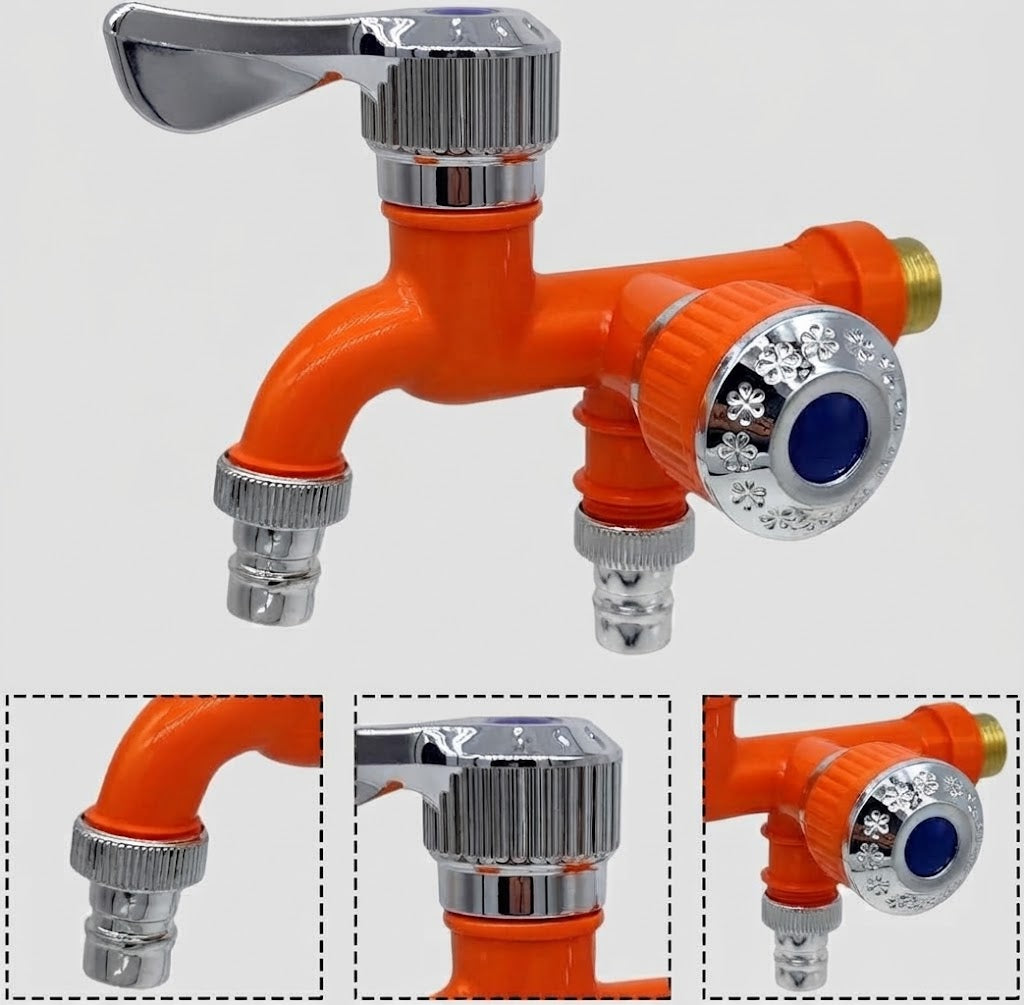 🚰Plastic Washing Machine Faucet with Dual Outlets – Freeze-Resistant and High-Temperature Resistant