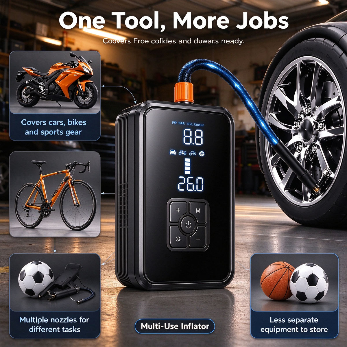 🚗💨Portable tire inflator – keep your tires inflated anytime