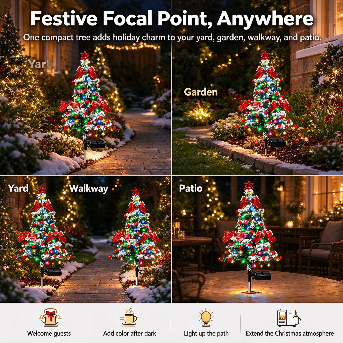 Solar-Powered Decorative Lights for Outdoor Courtyard Christmas Tree Ambiance