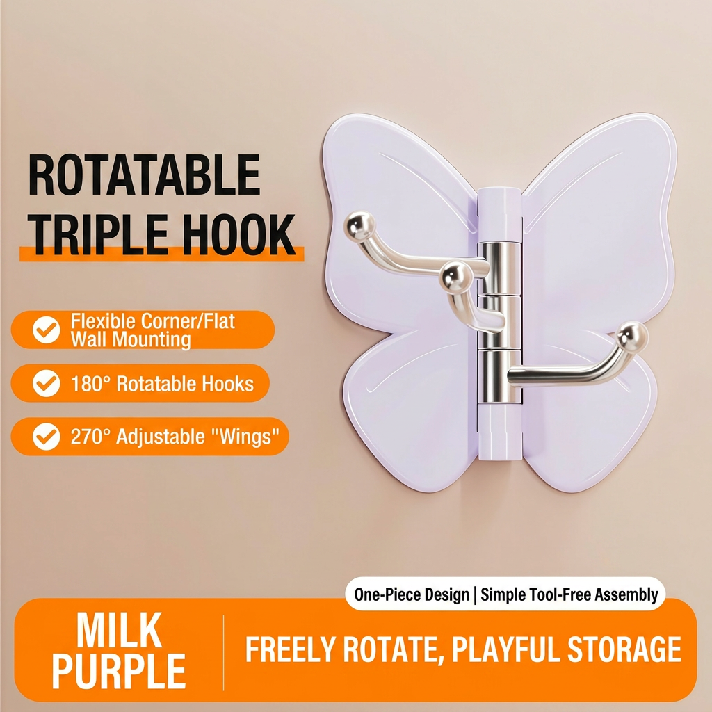 🦋4 pieces of high-quality appearance butterfly hooks, firmly grasped, no need for drilling
