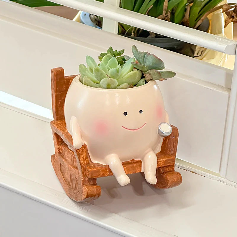 🌿Adorable resin flowerpot for garden and courtyard, green plant holder