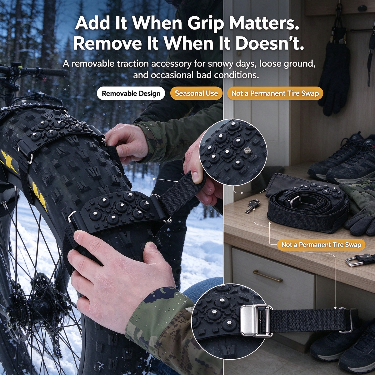 Bicycle Tire Anti-Slip Traction Pads