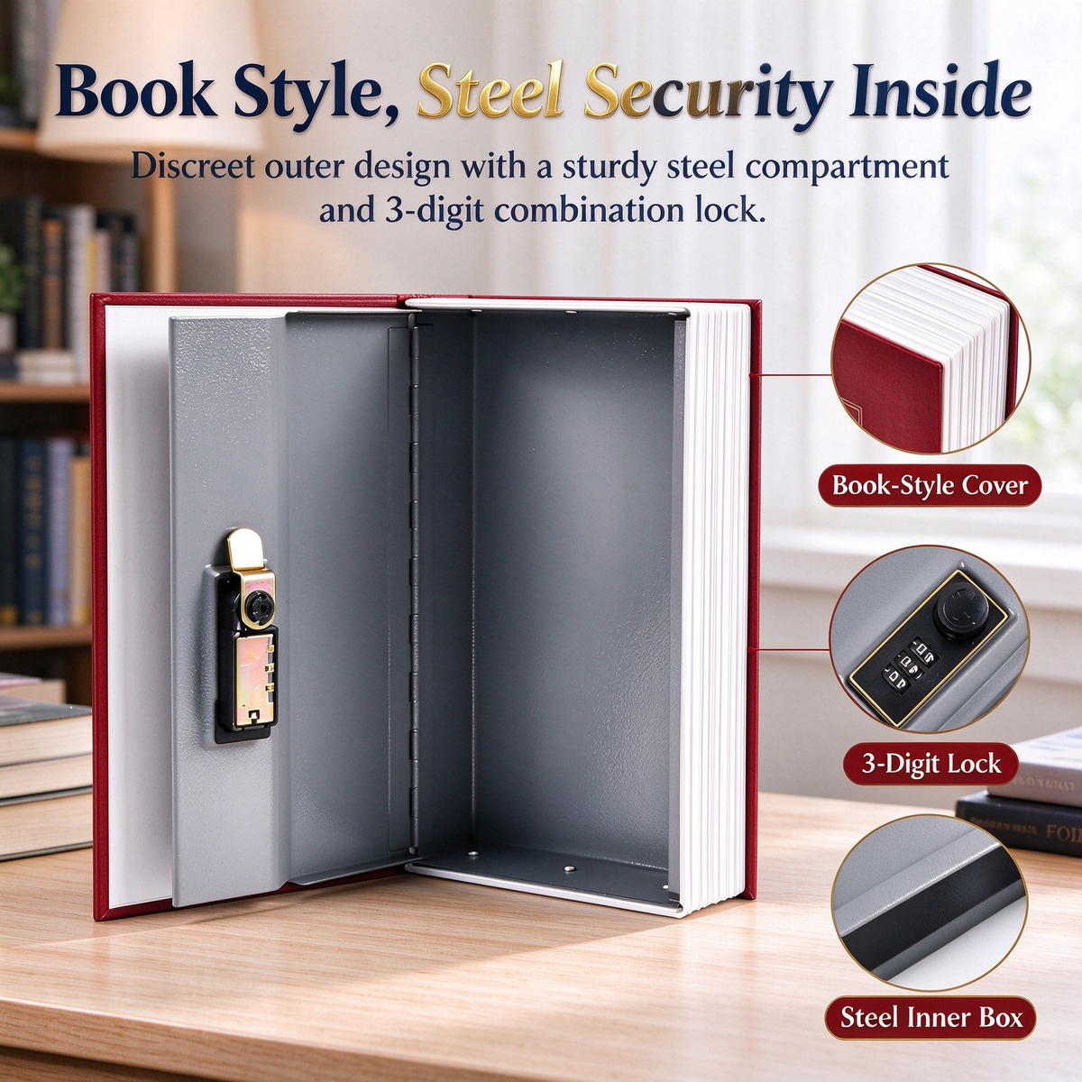Hidden Dictionary Book Safe with Combination Lock