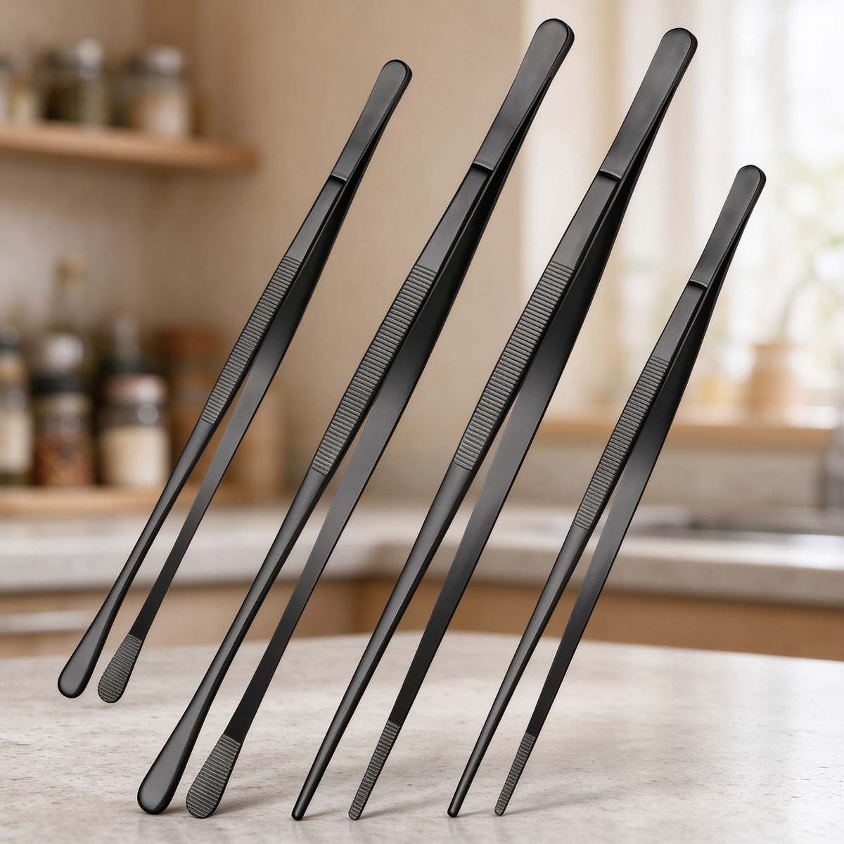 4-Piece Stainless Steel Precision Cooking Tweezers