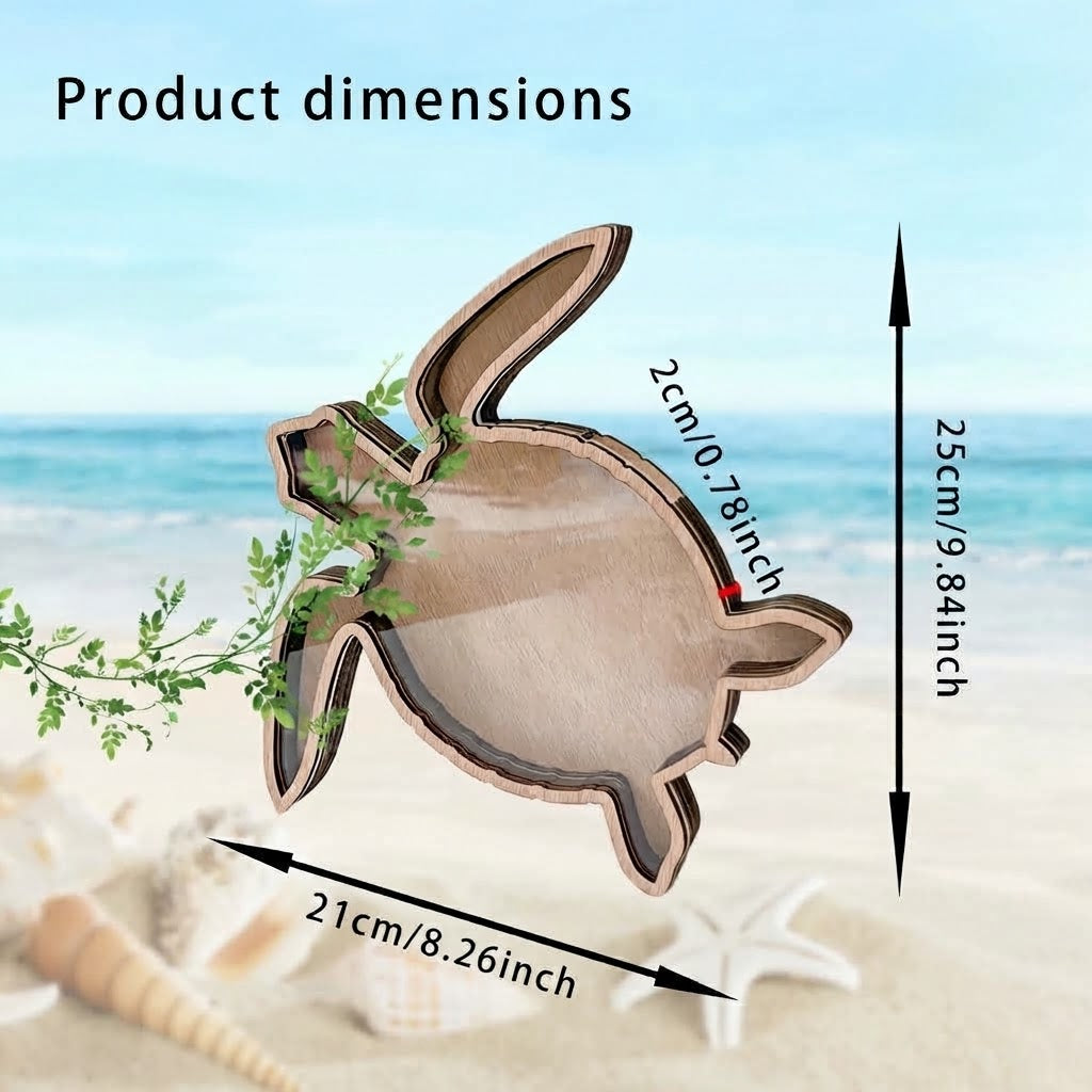 🐢Transparent wooden turtle shell-shaped display box - perfect for storing stones, jewelry, teeth and small items