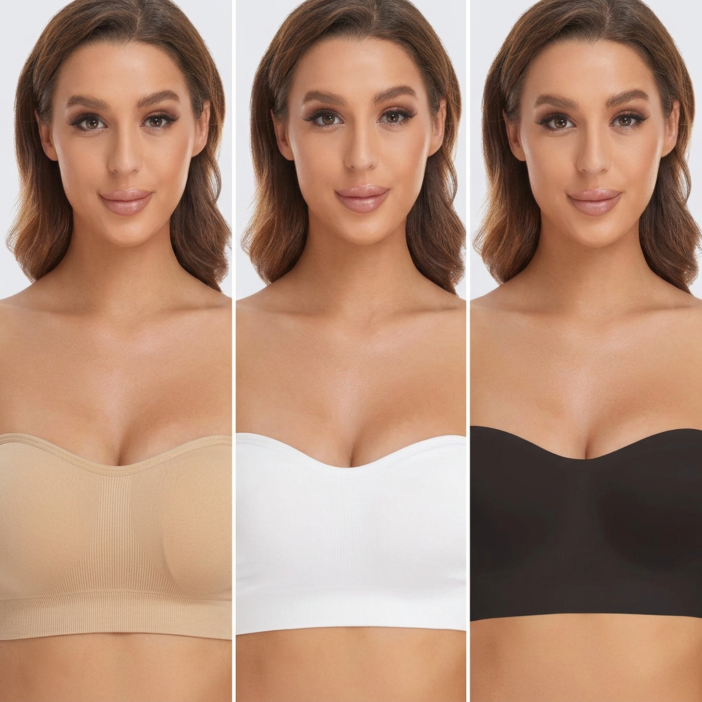 👗Strapless, non-slip, seamless silicone push-up bandeau with invisible straps