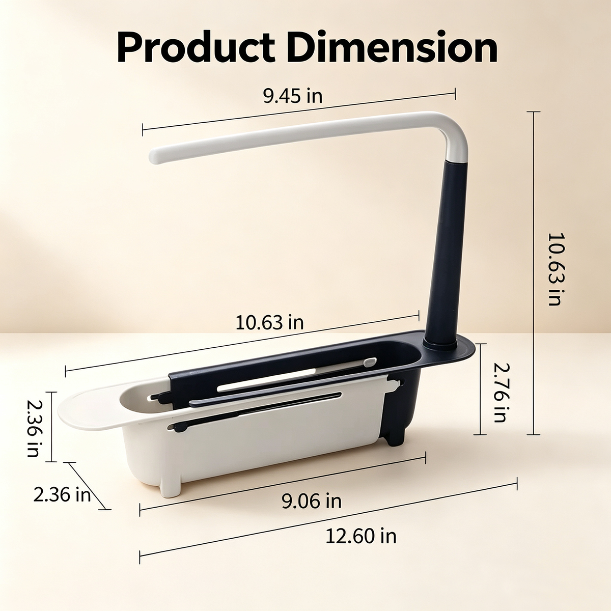 🧻Extendable kitchen storage rack - with clothes rod and perforated drain side panel