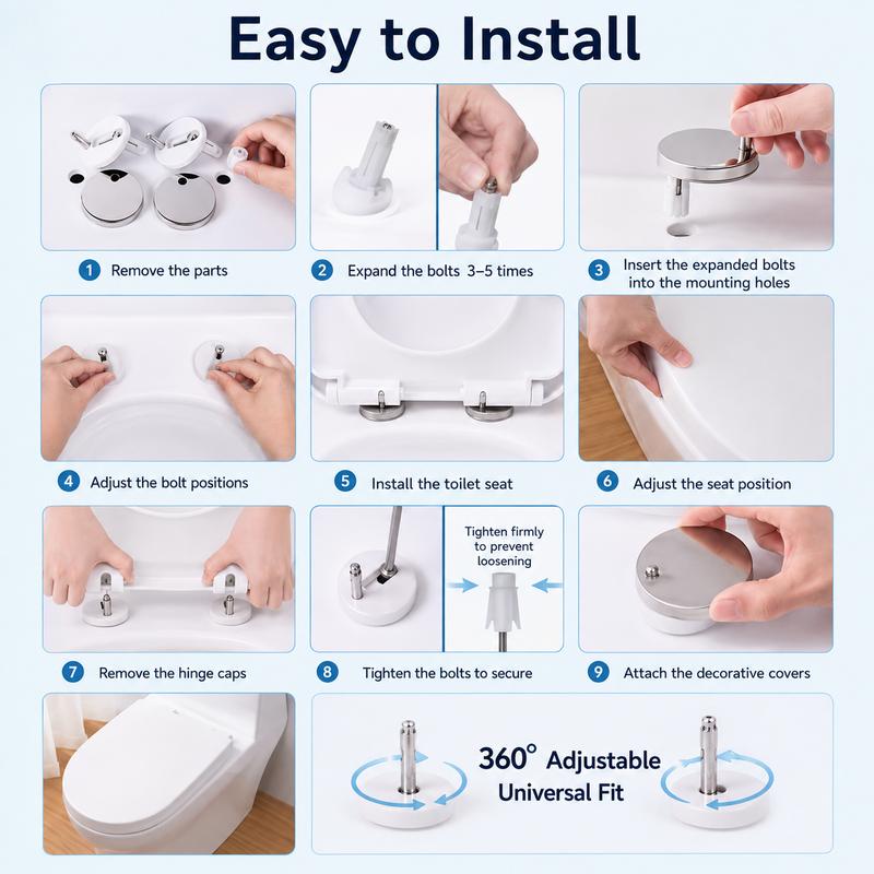 🔩 2-Pack Toilet Seat Expansion Bolts – Stainless Steel Replacement Fasteners