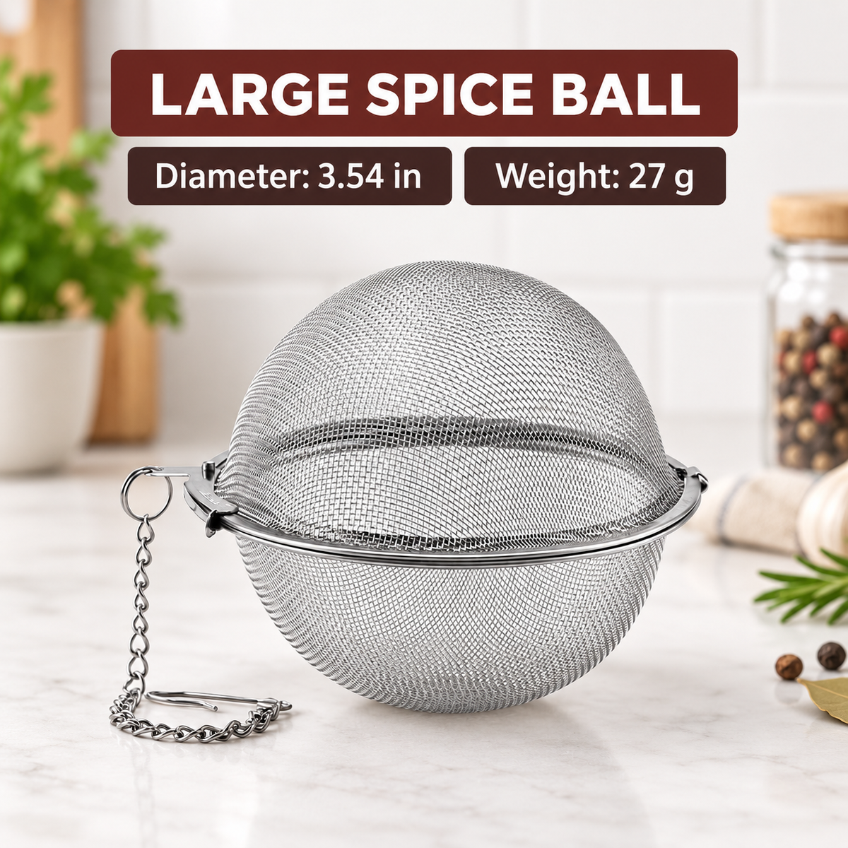 🍵🔗Stainless steel spice balls with chain - suitable for soups, broths, stews, seasonings, and cooking