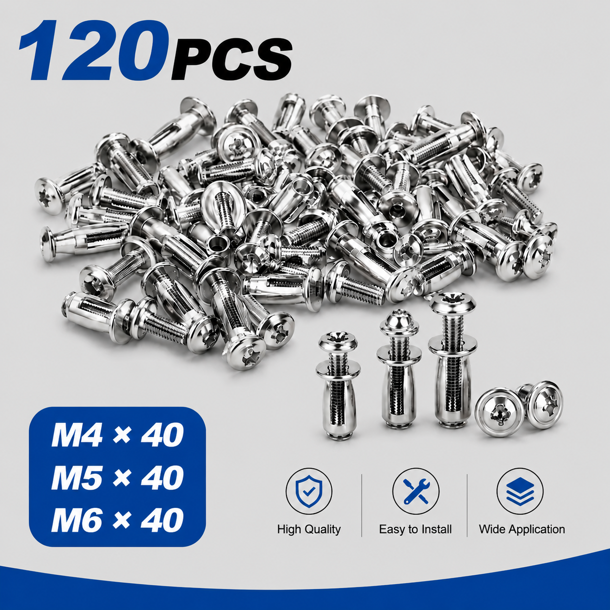 🔧30/60/120Pcs Heavy-duty carbon steel button rivet lock nut set