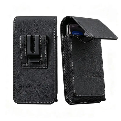📱 Men’s Belt Phone Pouch – Magnetic Closure with Card Slot & Metal Clip
