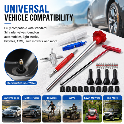 🔧30-piece quick tire valve removal and replacement tool kit