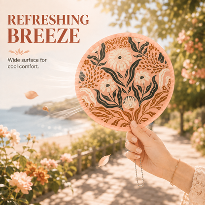 🌸4 Pack Boho Floral Folding Hand Held Round Fan