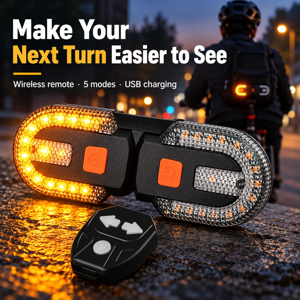 🚲Wireless Bike Turn Signal Tail Light with Handlebar Remote