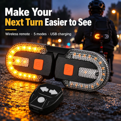 🚲Wireless Bike Turn Signal Tail Light with Handlebar Remote