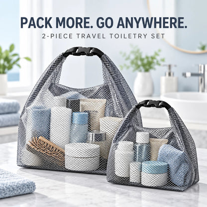 🧴Water-Resistant Travel Toiletry Caddy Set – Large & Small