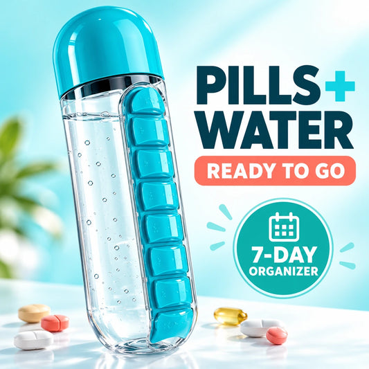 7-Day Pill Organizer Water Bottle for Travel & Daily Routines