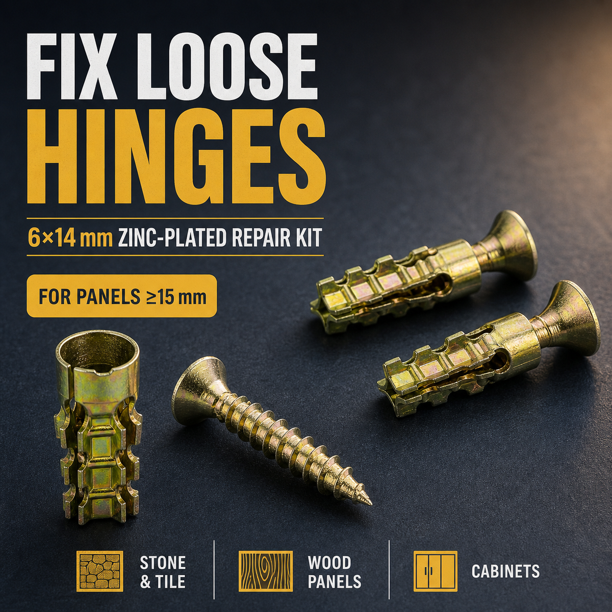 🔩Quick Repair Kit for Cabinet Door Hinge Screw Stripped Holes