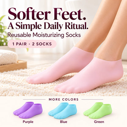 🦶 Reusable Silicone Moisturizing Socks for Dry, Rough Feet – Soft & Stretchy, 1 Pair
