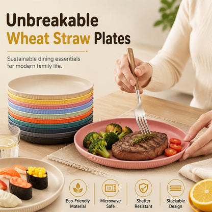 🍽️ Never Worry About Broken Dishes Again! Unbreakable Wheat Straw Dinner Plates 🌾✨