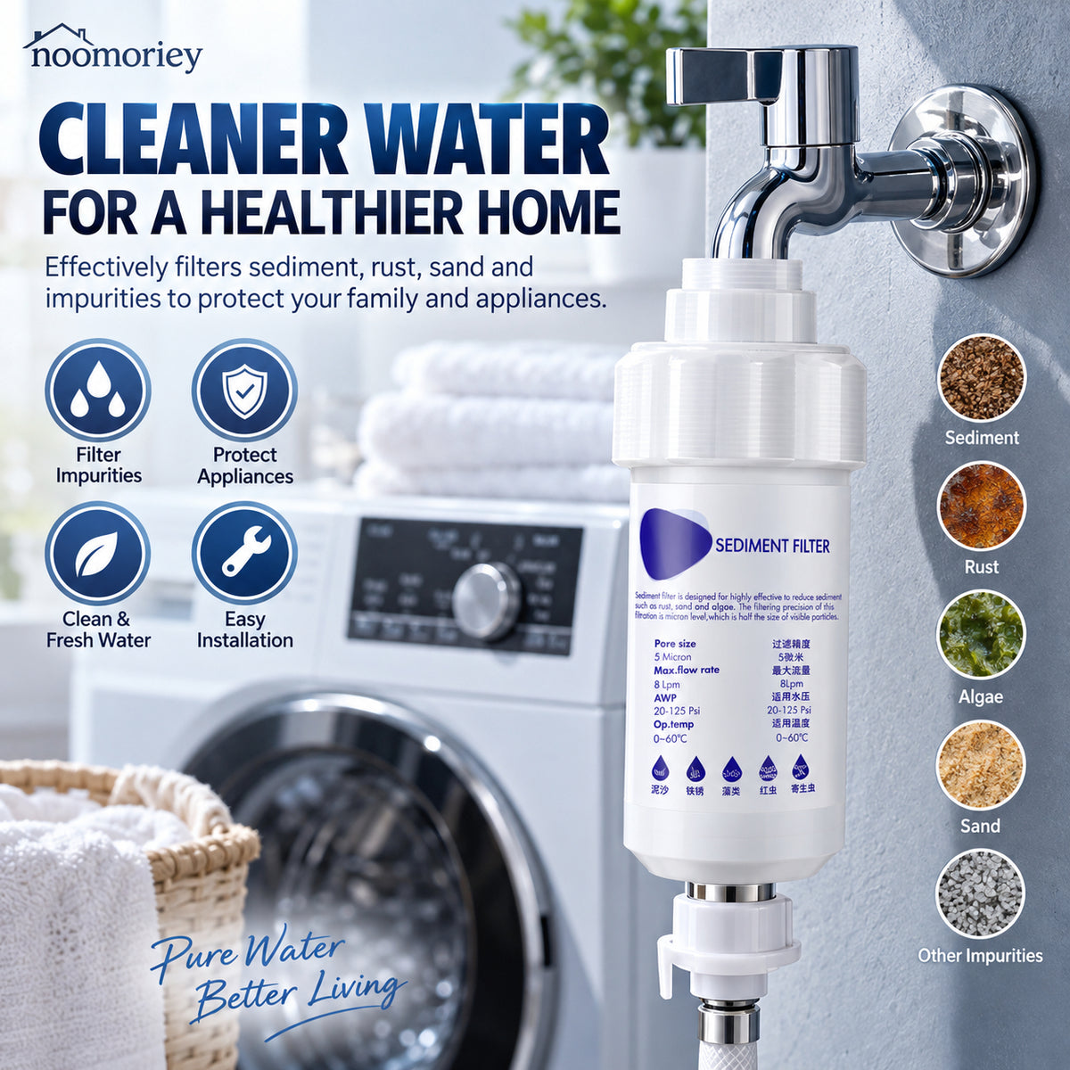 💧 5μm Sediment Water Filter – Cleaner Water, Better Appliance Protection