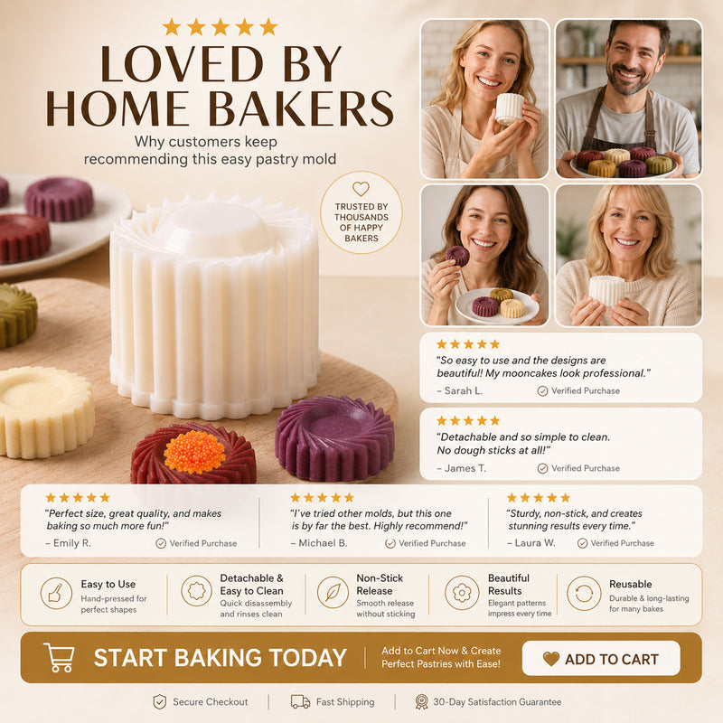 🥮 Bakery-Quality Desserts at Home! Creative Double-Ended Pastry & Mooncake Stamp Mold ✨