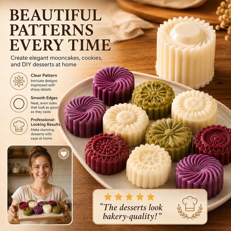 🥮 Bakery-Quality Desserts at Home! Creative Double-Ended Pastry & Mooncake Stamp Mold ✨