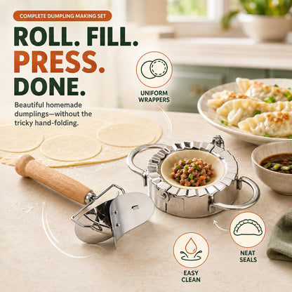 💯 Effortless Dumpling Press & Dough Cutter Kit | Restaurant-Quality at Home 🥟