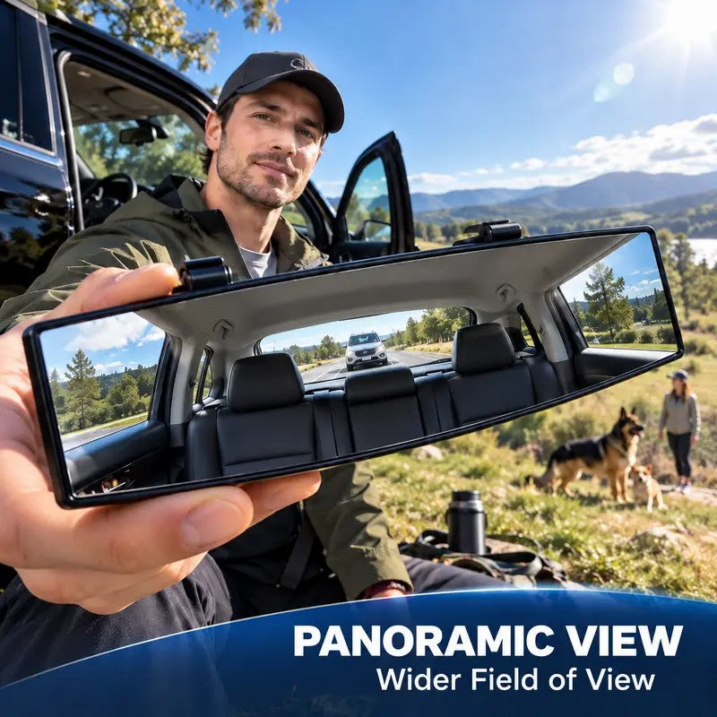 🚗 HD Convex Panoramic Rearview Mirror – 12" Wide-Angle Clip-On Car Mirror