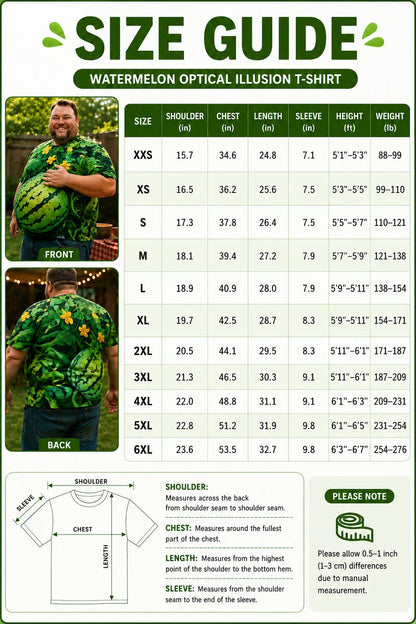🍉Fun 3D Printed Watermelon Belly T-Shirt – Novel Summer Pattern T-Shirt