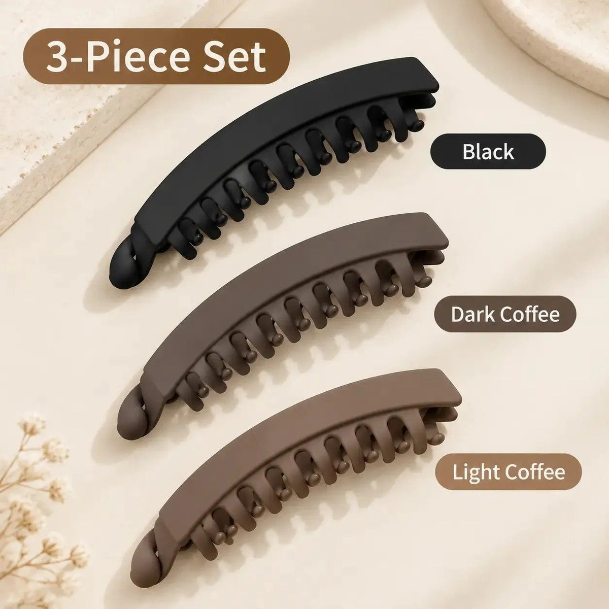 💇‍♀️ Get Fuller, Bouncier Hair Instantly! ✨ 3-Piece Effortless Banana Clip Collection 💕