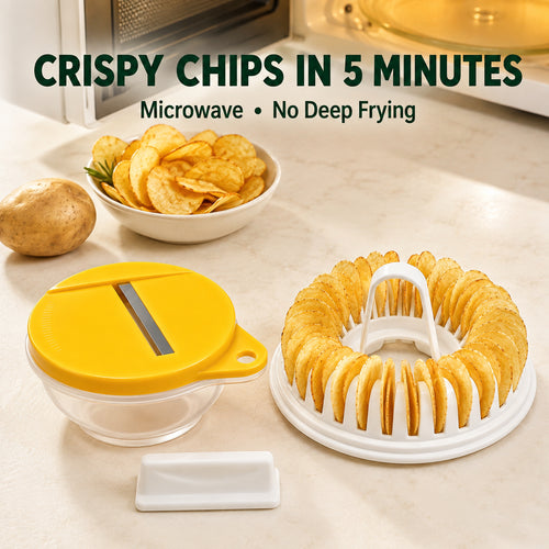 🥔 Crispy Chips in Just 5 Minutes — Zero Oil Required! DIY Microwave Potato Chip Maker Set 🍟✨