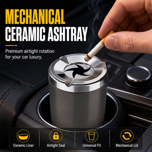 🌀 Rotating Lid Car Ashtray 🖤 Stylish Car Interior Ashtray