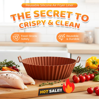 🍟 No More Scrubbing Your Air Fryer! 6-Piece Non-Stick Reusable Silicone Liners Set 🧽✨
