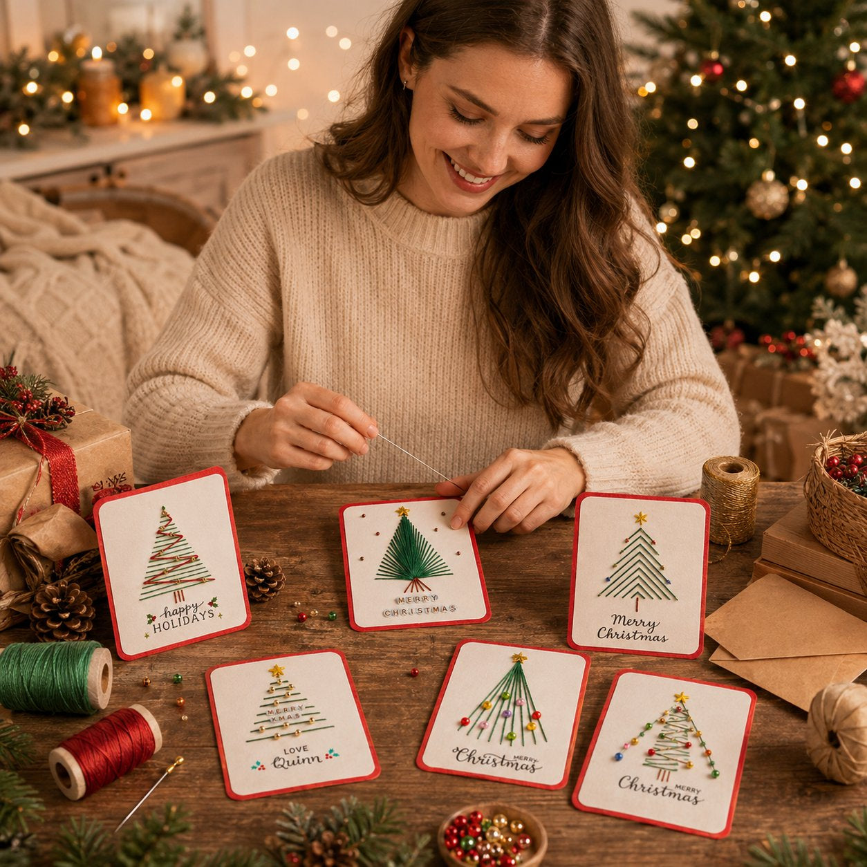 DIY Christmas Thread Art Card Kit – Stitch Magical Holiday Cards