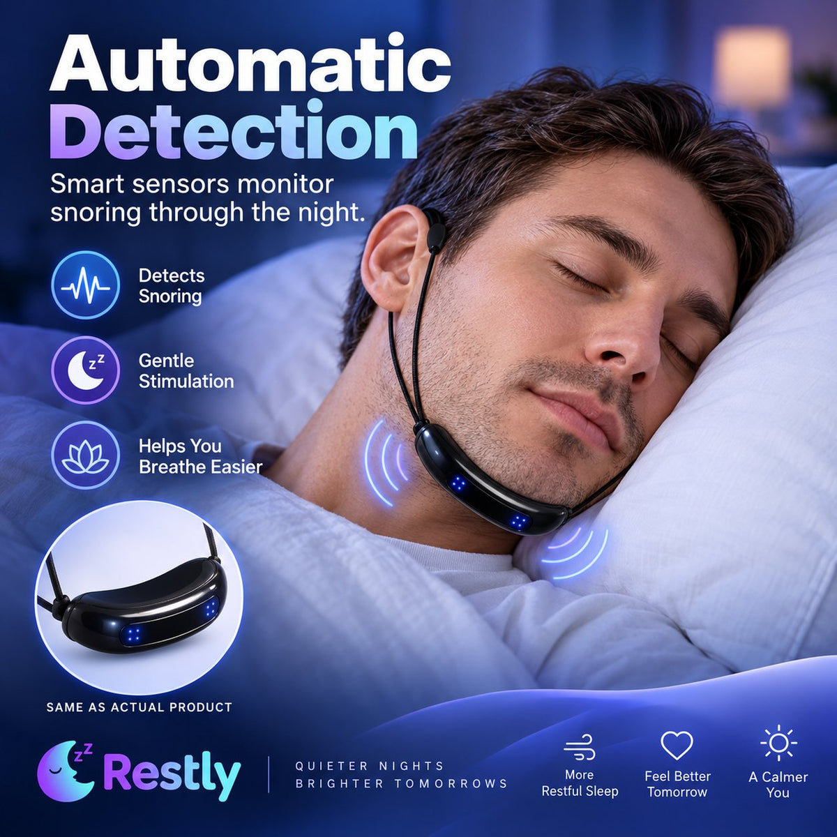 😴 Smart Electric Anti-Snore Device – Automatic Detection for Quiet Deep Sleep! 🌙