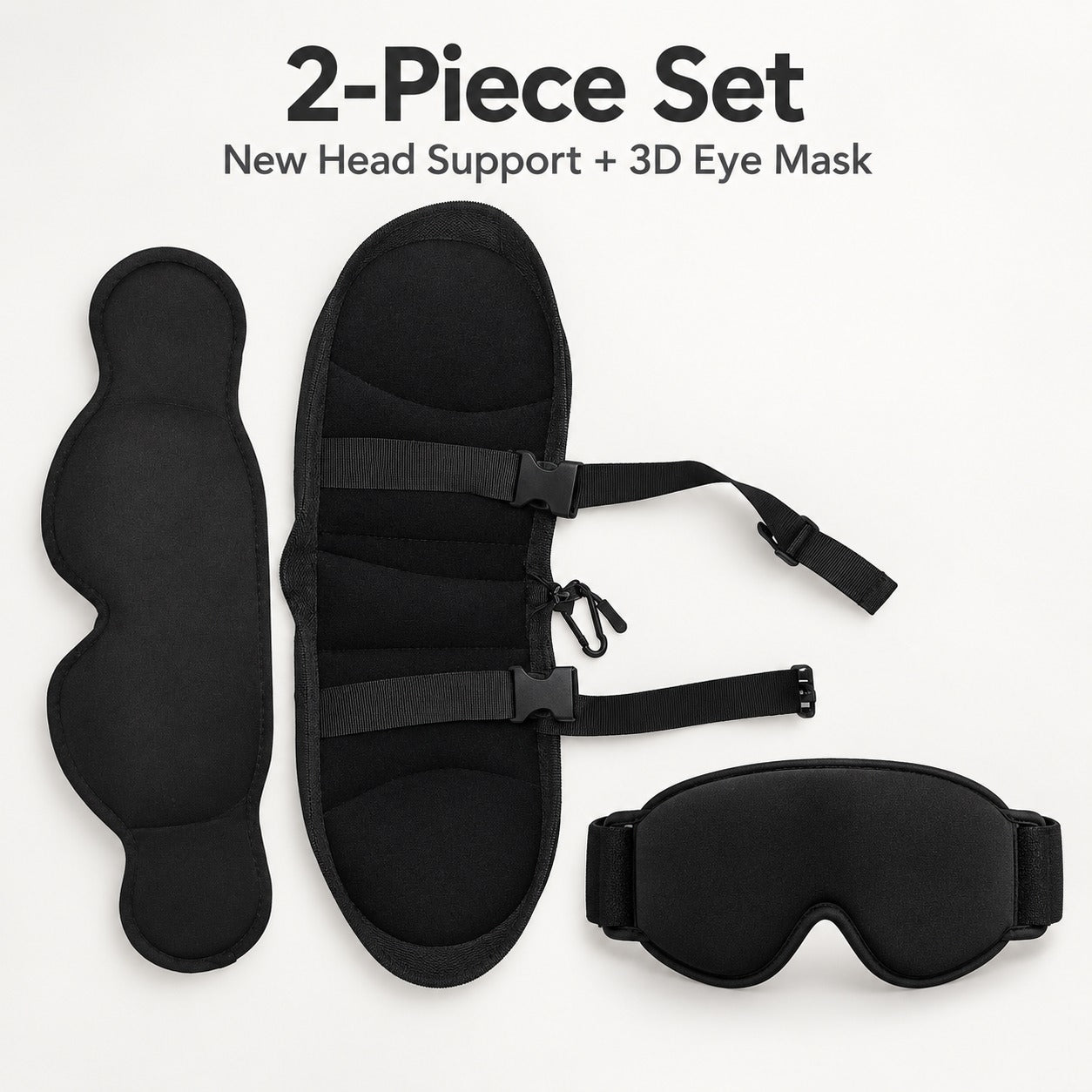 2-Piece Set — New Headrest + 3D Eye Mask
