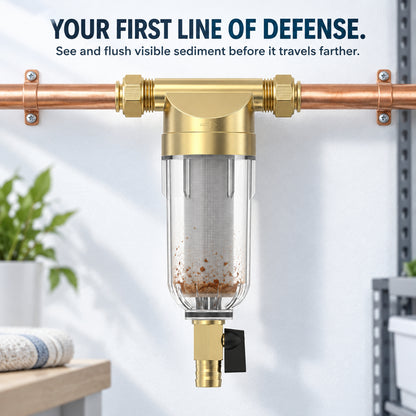 🚰 Reusable Spin-Down Sediment Water Filter – Fits 1/2", 3/4" & 1" Pipes 💧