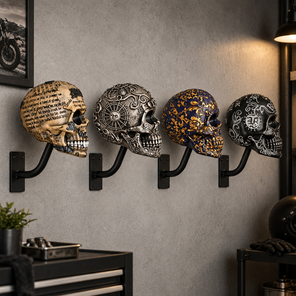 💀 Show Off Your Helmet in Style! Heavy-Duty Skull Helmet Holder & Wall Mount Display 🏍️🔥