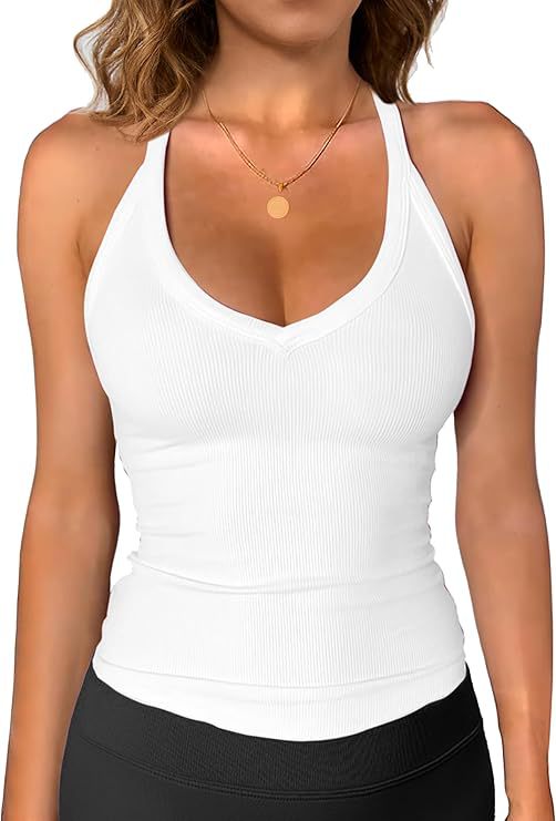 ✨Buy three get one free 👚Built-In Bra Ribbed Tank Top — Supportive, Flattering & No Extra Bra Needed