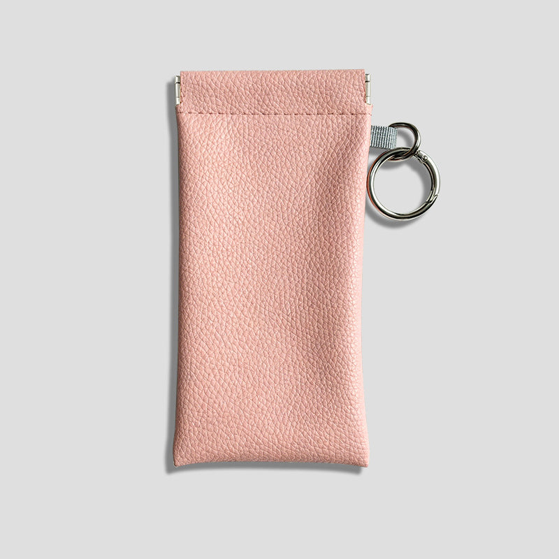 Buy three get one free🎒 PU Leather Eyeglass Pouch with Key Ring - Spring-Open Portable Glasses Case ✨