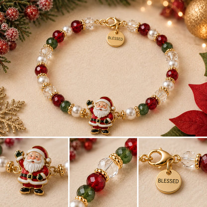 🌟 Festive Santa Claus Beaded Bracelet Gift Box 🎄 — Spread Joy & Blessings This Season! 💖