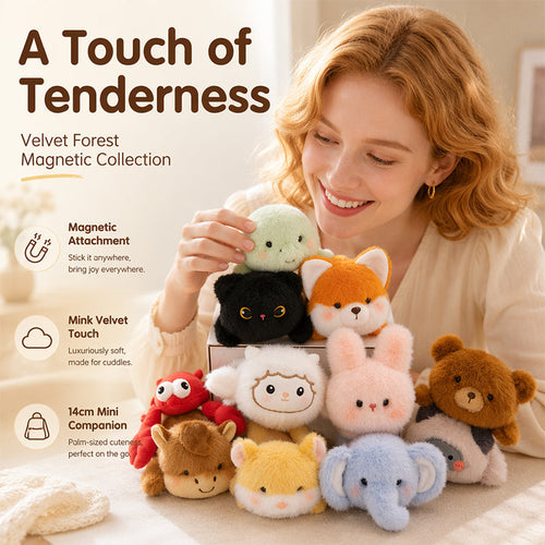 ✨ Super Cute & Squishy! — Velvet Forest Magnetic Plushie Fridge Magnet Doll 🧸💖