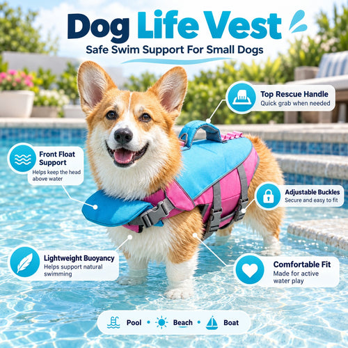 🐶 3-in-1 Safety Swim Gear for Dogs! 🌊 High-Buoyancy Life Vest 🤿 Front Head Support & Easy-Grab Handle 💕