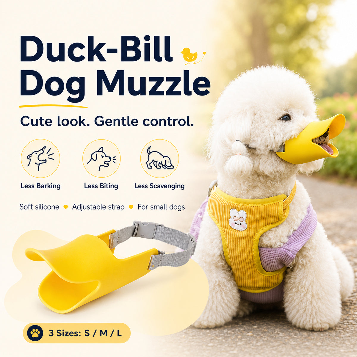 🐾 Flexible TPR Duck Bill Muzzle for Small & Medium Dogs – Safe & Gentle Fit🐶