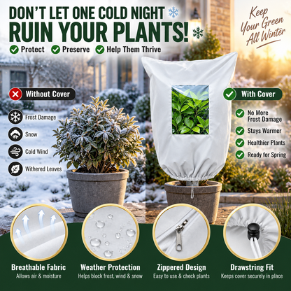 🌿 Plant Frost Protection Cover – Breathable Reusable Winter Cover with Clear Viewing Window