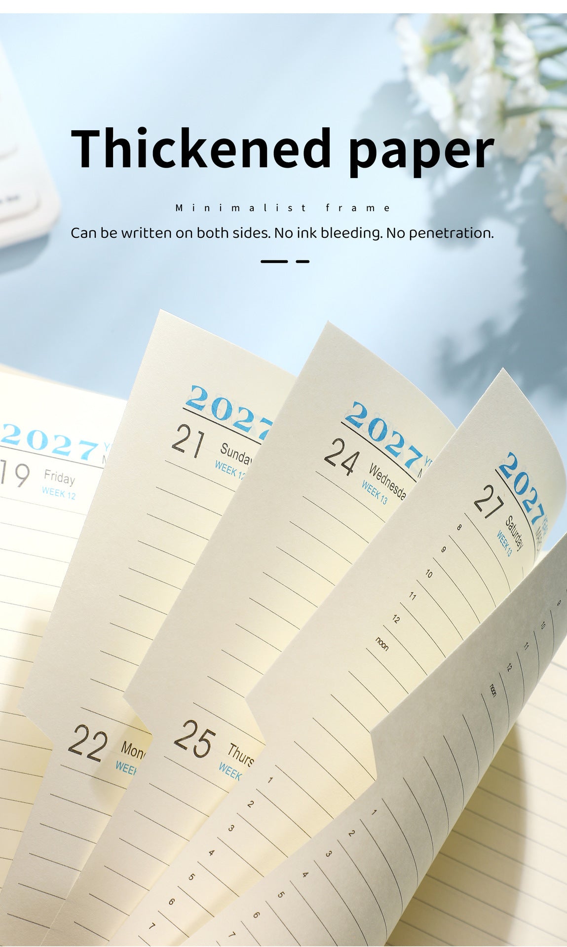 📅 2027 Deluxe Daily Planner with Pen – Waterproof Cover & Color-Coded Index 🖊️